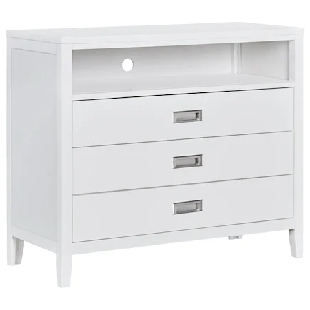 Contemporary Media Chest with 3 Drawers and Open Shelf